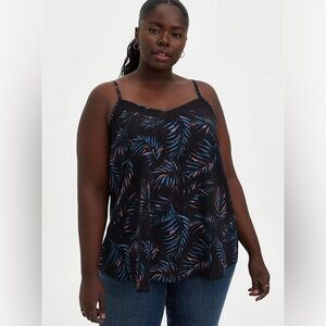 Torrid - Sophie Black Palms Sleeveless Georgette Inset Tank